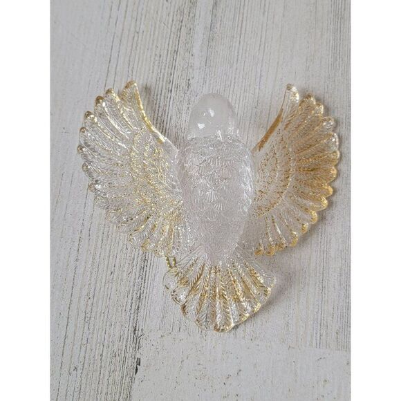 Acrylic clear Gold trim Bird ornament Xmas decor - Picture 1 of 5